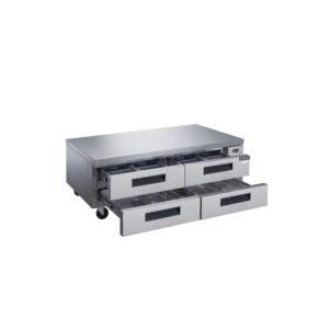 Dukers DCB72-D4 72″ Refrigerated Chef Base with 4 Drawers, All Stainless Steel