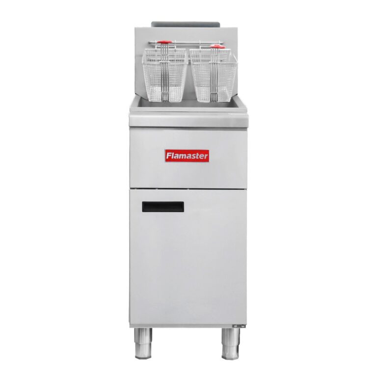 Flamaster FLM-VF50-NG (SS304) 15 1/2″ Gas Open Pot Fryer, SS304 Tank, Natural Gas, 50-60 lb, 122,000 BTU