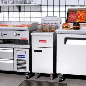 Flamaster FLM-VF50-NG (SS304) 15 1/2″ Gas Open Pot Fryer, SS304 Tank, Natural Gas, 50-60 lb, 122,000 BTU