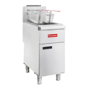 Flamaster FLM-VF50-NG (SS304) 15 1/2″ Gas Open Pot Fryer, SS304 Tank, Natural Gas, 50-60 lb, 122,000 BTU