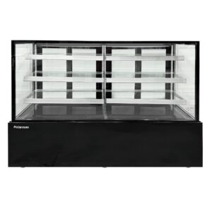 Polarman PLM-571SB 71 3/5″ Black 3-Shelf Square Glass  Refrigerated Bakery Display Case