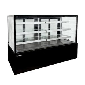 Polarman PLM-571SB 71 3/5″ Black 3-Shelf Square Glass  Refrigerated Bakery Display Case