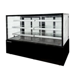 Polarman PLM-571SB 71 3/5″ Black 3-Shelf Square Glass  Refrigerated Bakery Display Case