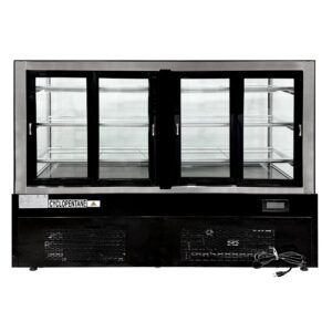 Polarman PLM-571SB 71 3/5″ Black 3-Shelf Square Glass  Refrigerated Bakery Display Case