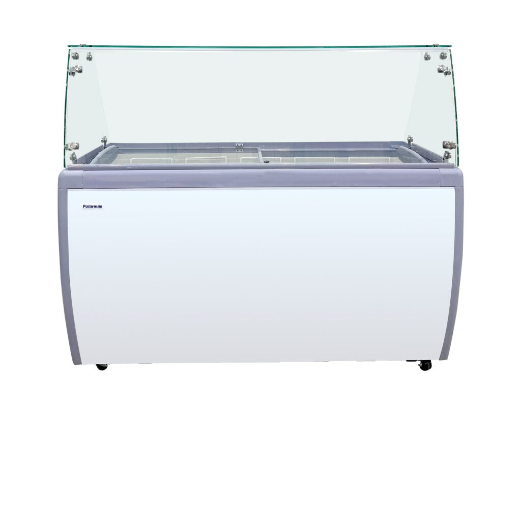 Polarman PLM-S460FGS 60″ Ice Cream Dipping Cabinet with Flat Sneeze Guard