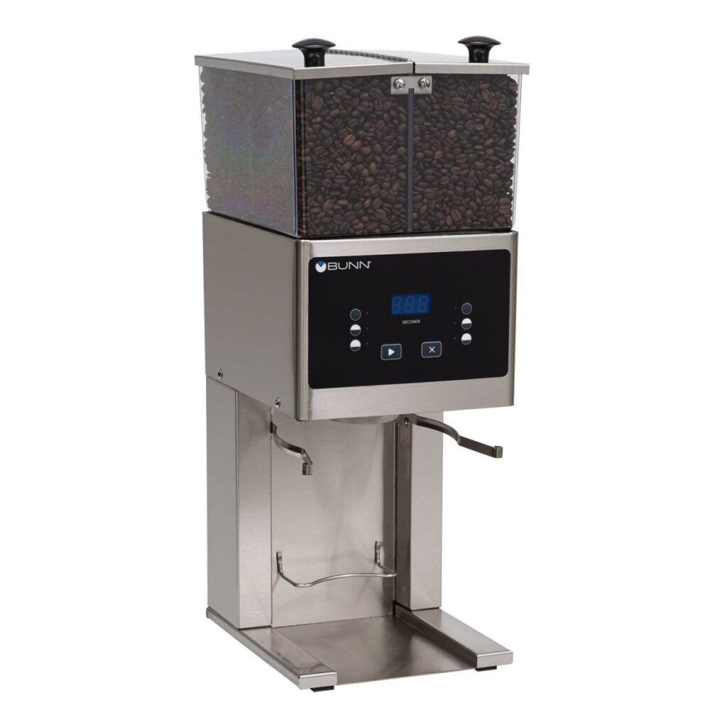 BUNN FPG-2 DBC French Press Coffee Grinder, Dual 3 lb Hoppers — 120V, Stainless Steel
