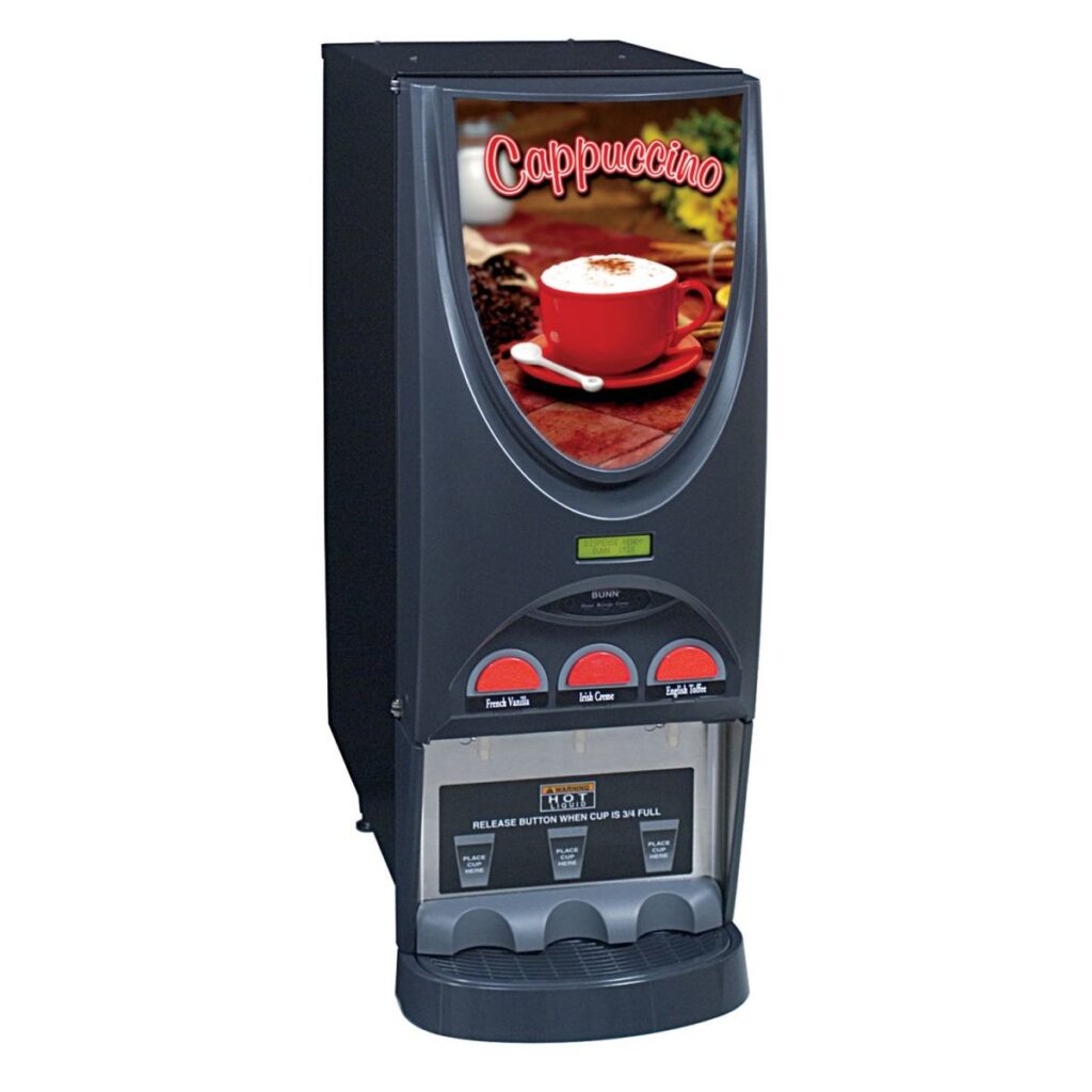BUNN iMIX-3 Hot Powdered Beverage Dispenser, 3 Hoppers — 120V, Black/Stainless