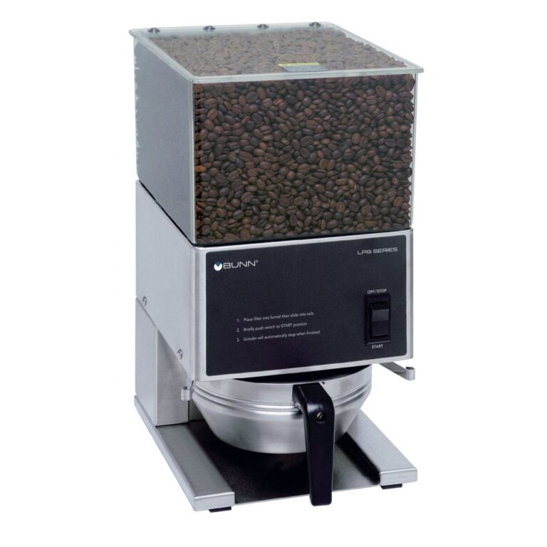 BUNN LPG Low-Profile Bulk Coffee Grinder, 6 lb Hopper — 120V, Stainless Steel