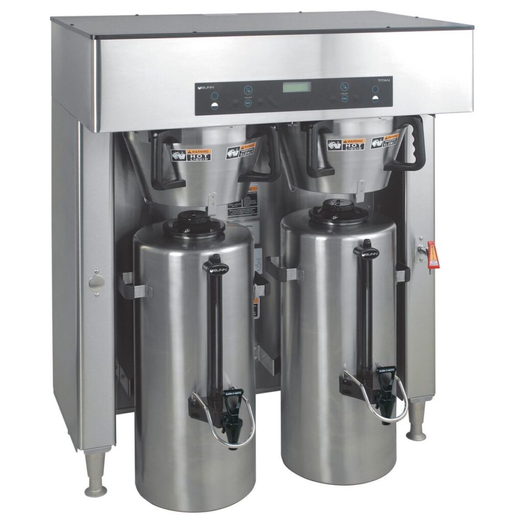 BUNN Titan Dual DBC High-Volume Digital Coffee Brewer — 120/208V, 3-Phase, Stainless Steel (Servers Sold Separately)