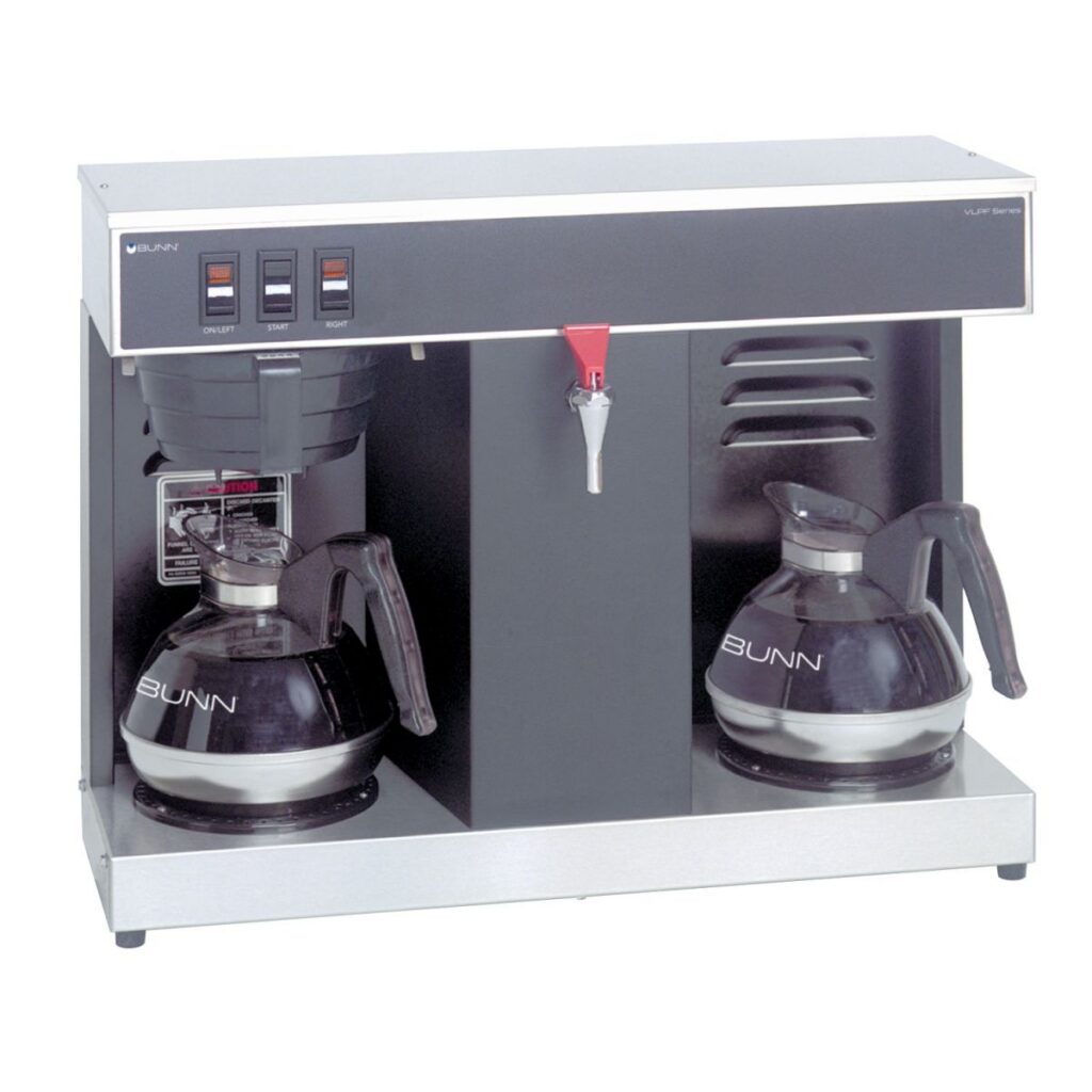 BUNN VLPF Automatic Low-Profile Coffee Brewer, Two Lower Warmers — 120V, Black (Decanters Sold Separately)