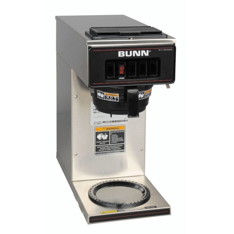 BUNN VP17-1 12-Cup Low-Profile Pourover Coffee Brewer — 1 Lower Warmer, Stainless Steel (Decanter Sold Separately)